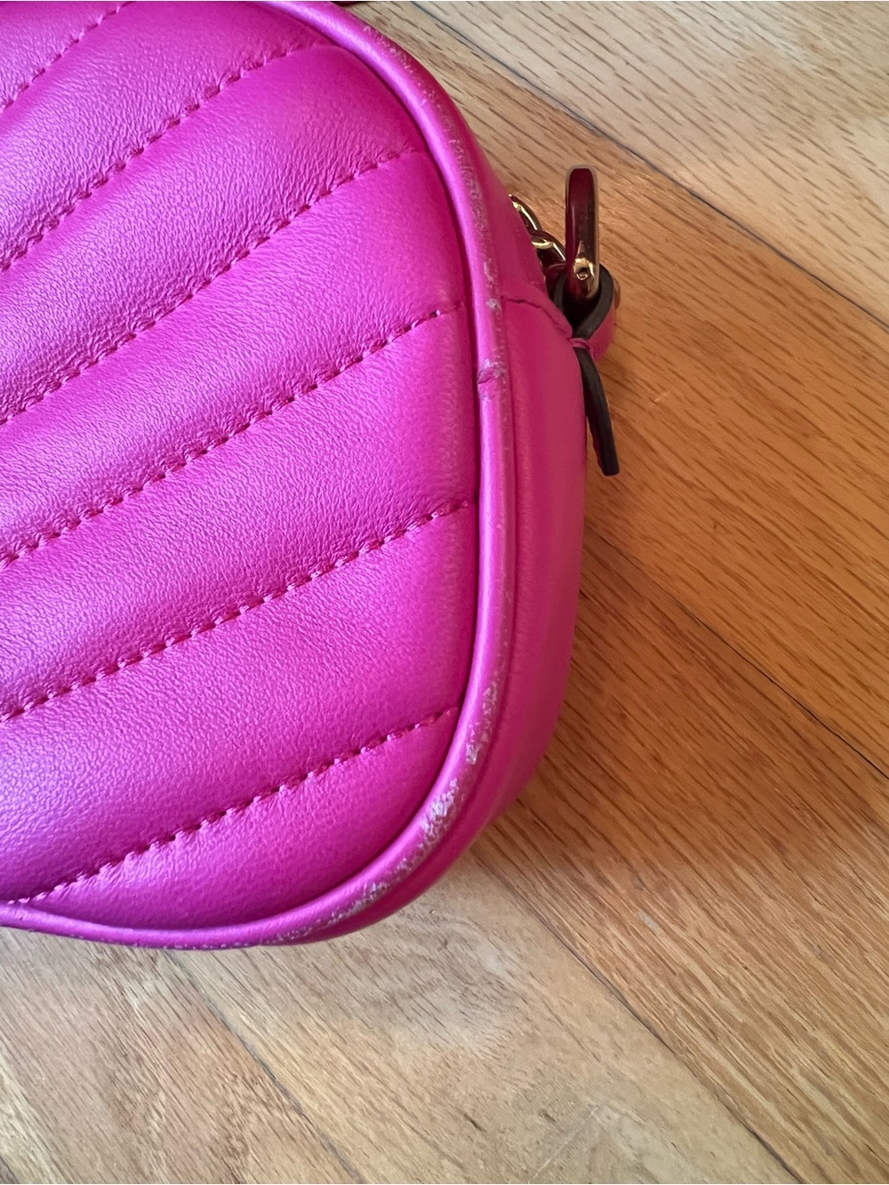 Tory Burch Crazy Pink Kira Chevron Small Leather Camera Bag - Picture 8 of 14
